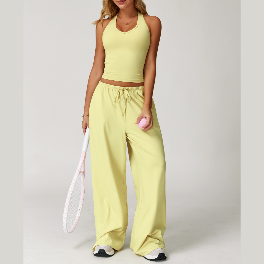 Σετ Κολάν με Φλατ Γιλέκο Aspasia - Κίτρινο