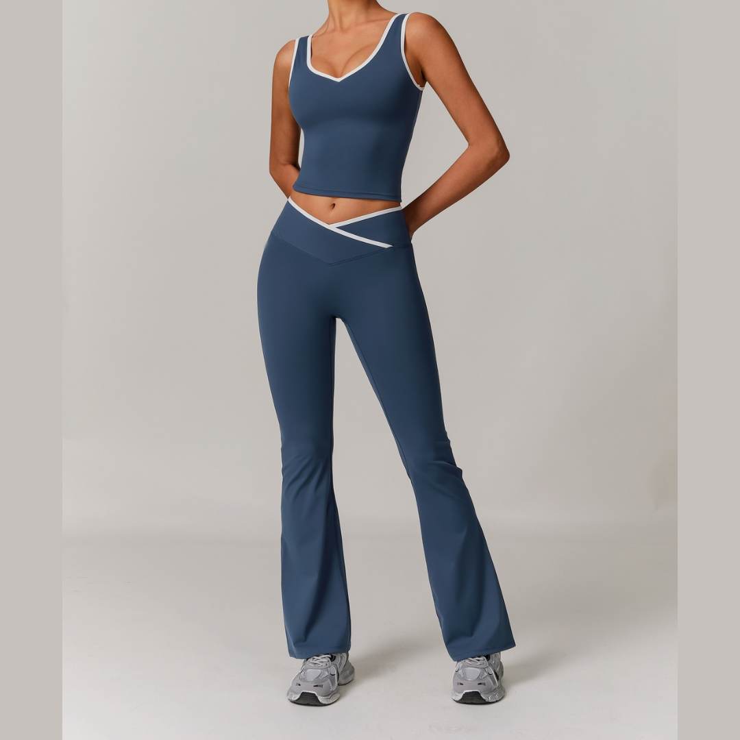 QUEENI Vest Top Legging Set - Blue