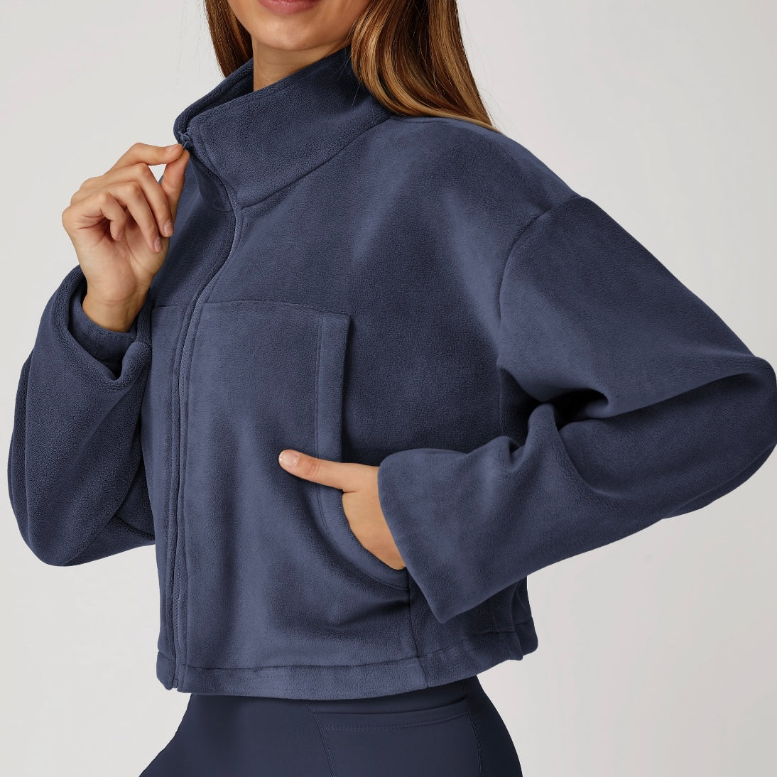 Winter Premium Coral Fleece Zip Jumper - Navy