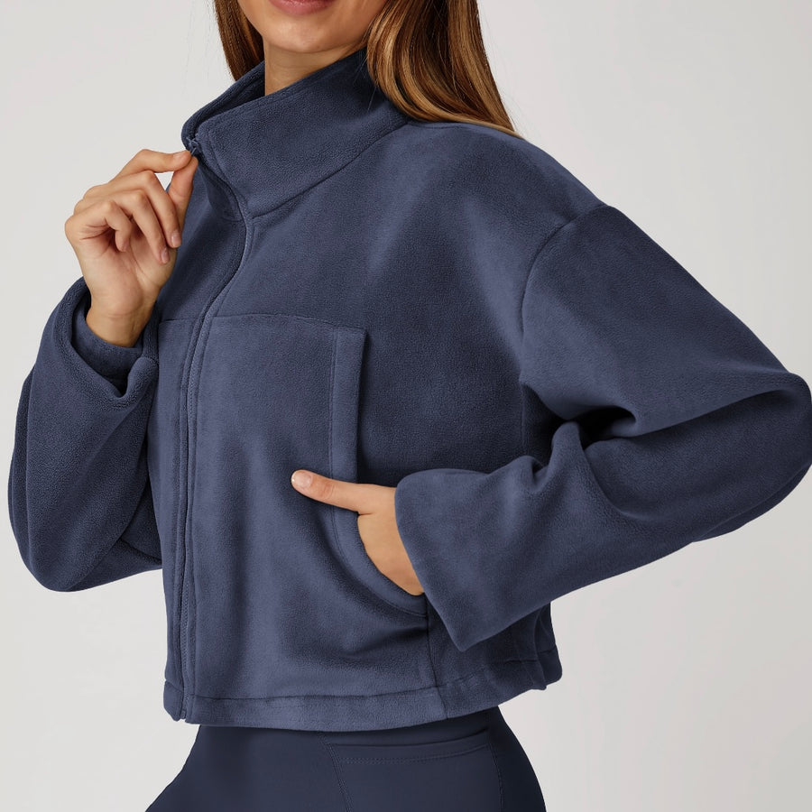 Winter Premium Coral Fleece Zip Jumper - Navy