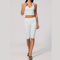 Polka Dot Elegant Cropped Legging Set - White