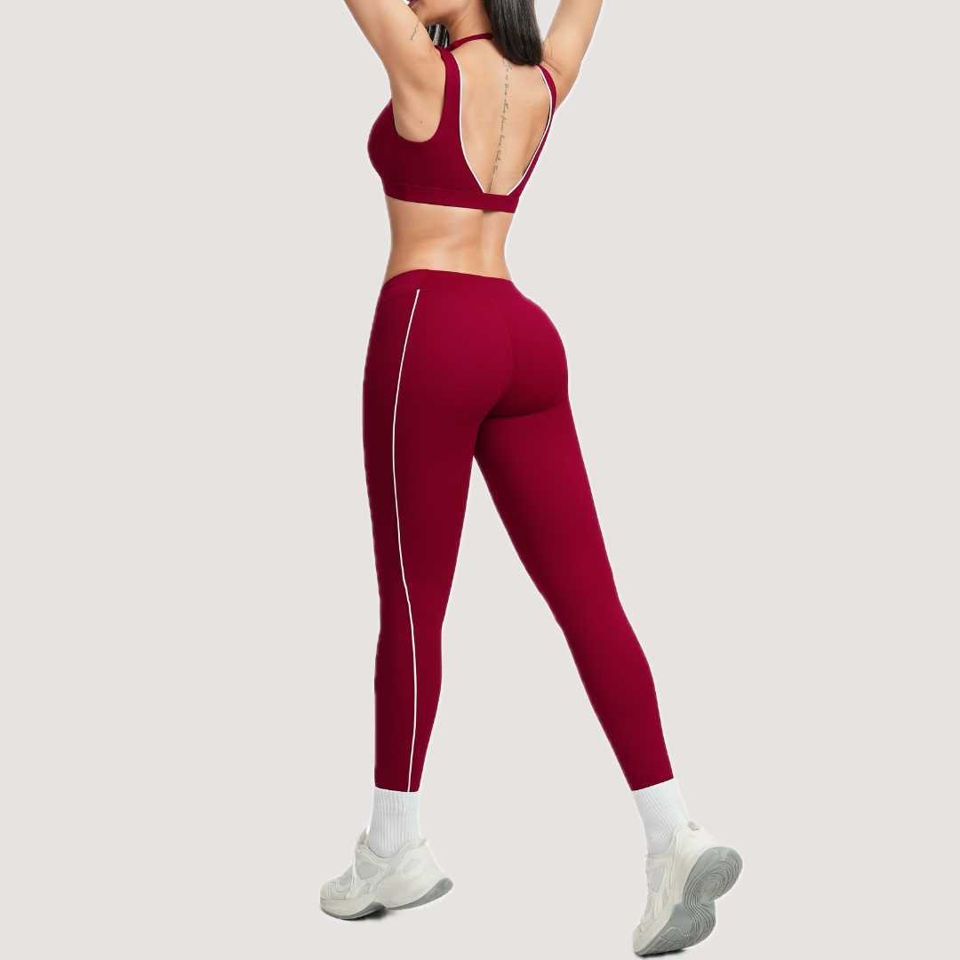 Active Luxe Stylish Legging Set - Cherry Red