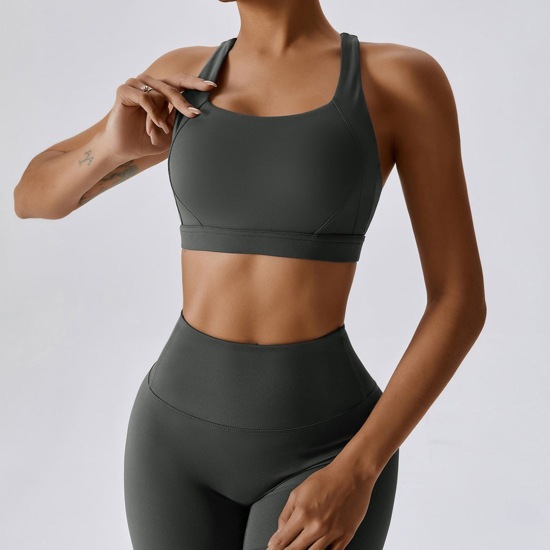 X-Back Line Skinny Legging Set - Coal Grey