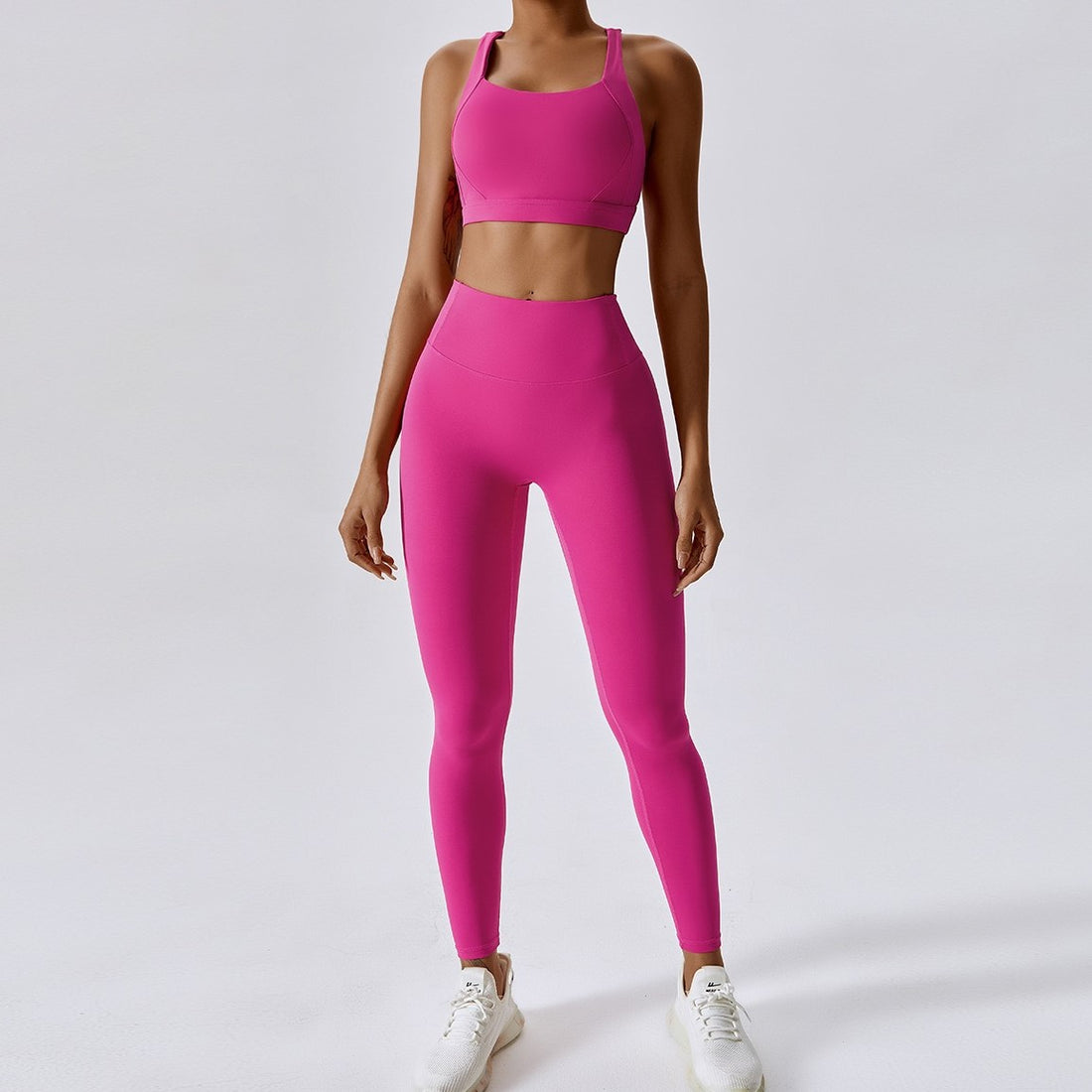 Completo leggings skinny con linea X-Back - Magenta