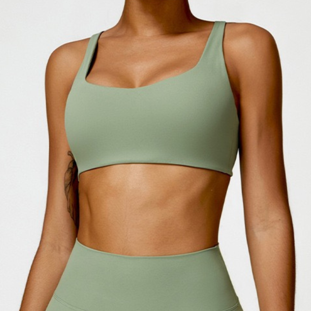 V-Top Design Stylish Comfy Crop Top - Green