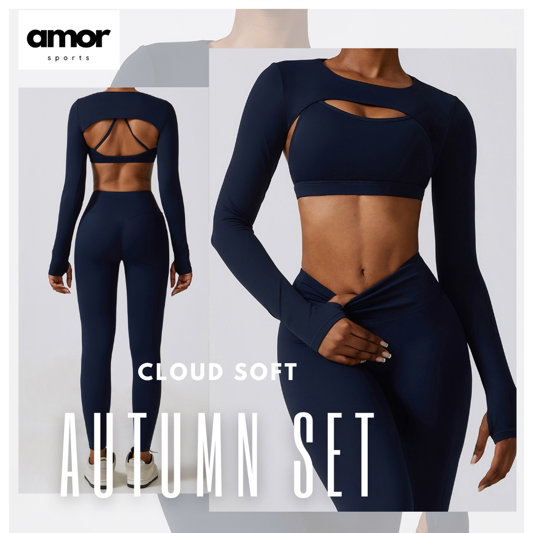 Set morbido e alla moda da 3 pezzi primaverili Cloud - Blu navy