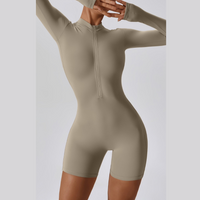 Long-Sleeve Zipper Romper - Creamy Grey