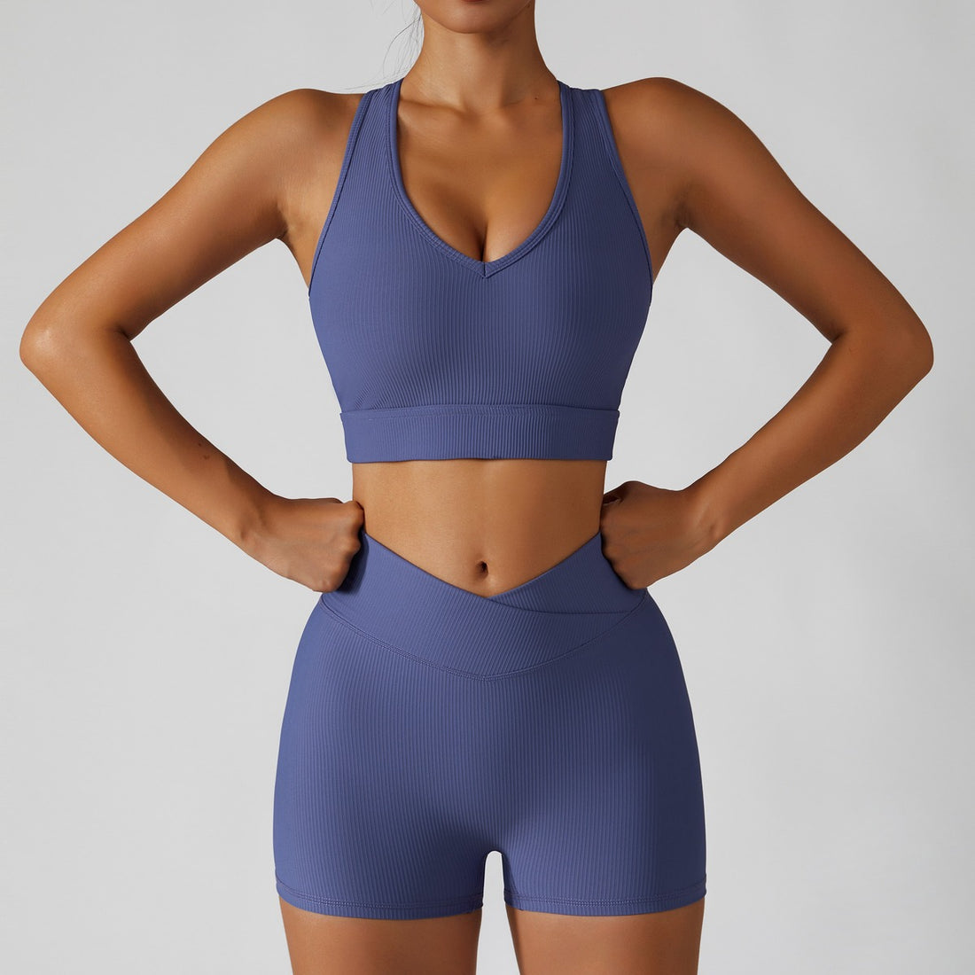 Foggy Purple Short Set - V Line